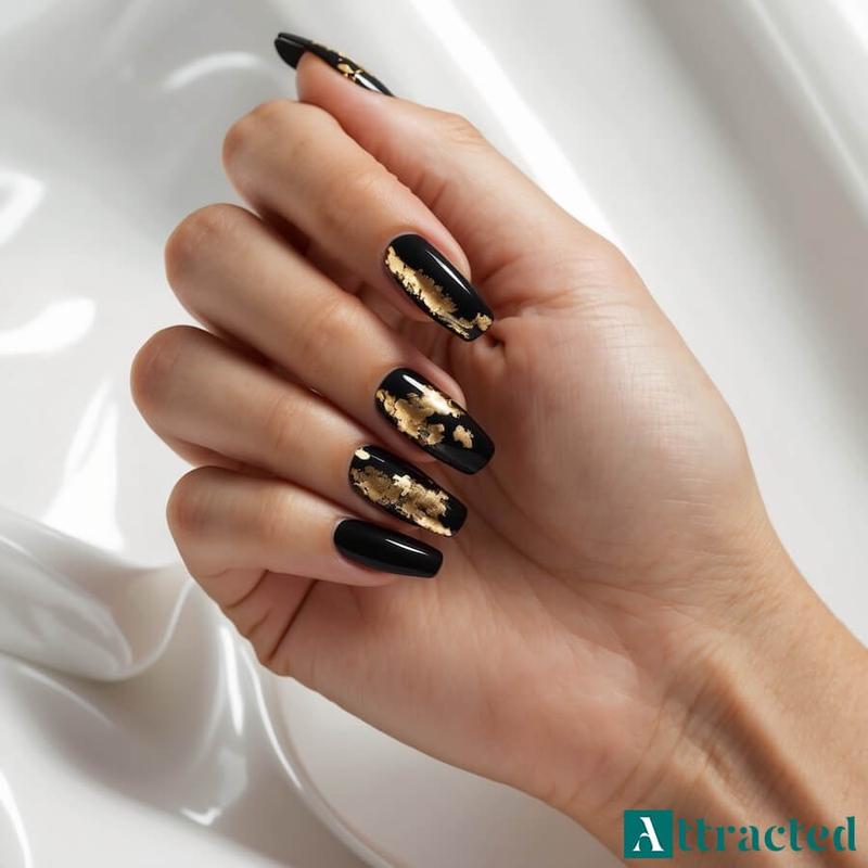 Czarne paznokcie ze złotym – elegancja i styl na każdą okazję